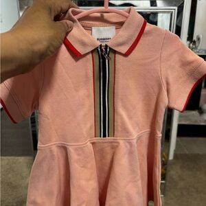 Burberry Kids Pink Polo Dress with Red Accents
